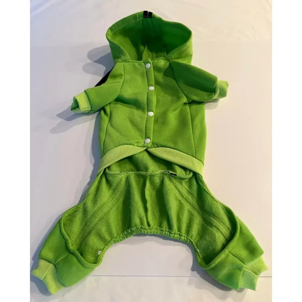 Adidog Lime Green Tracksuit Pet Jumpsuit - Fits 12-14 lbs